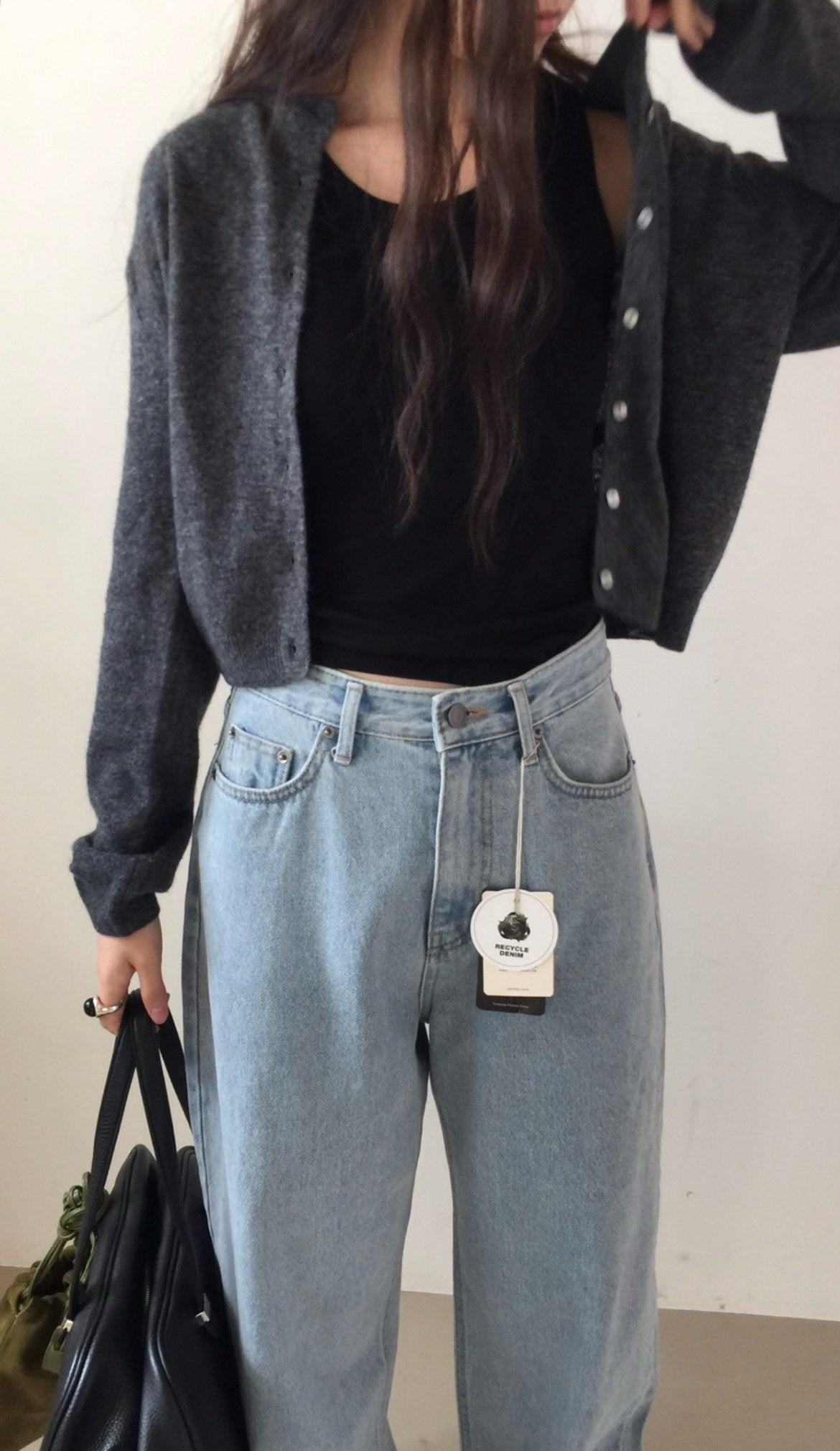 Light blue loose denim/ショート丈あり