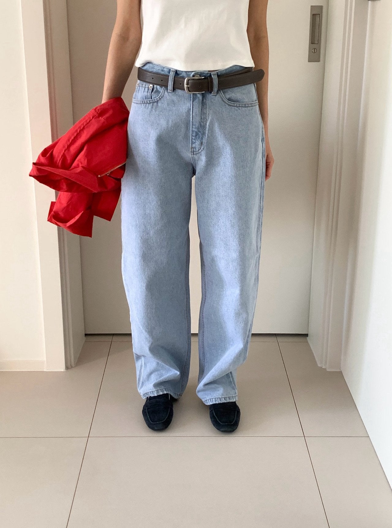 Light blue loose denim/ショート丈あり