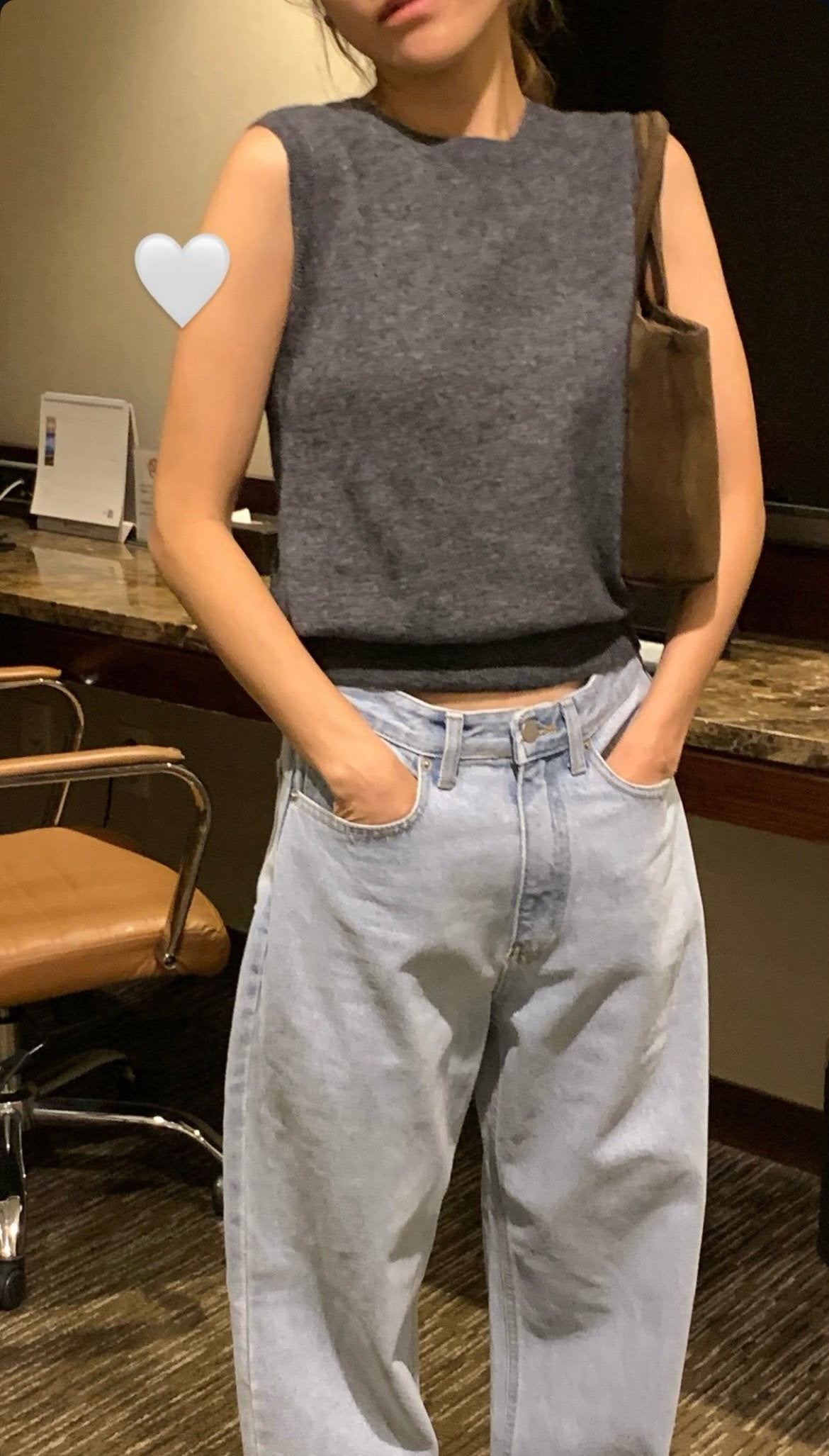 Light blue loose denim/ショート丈あり