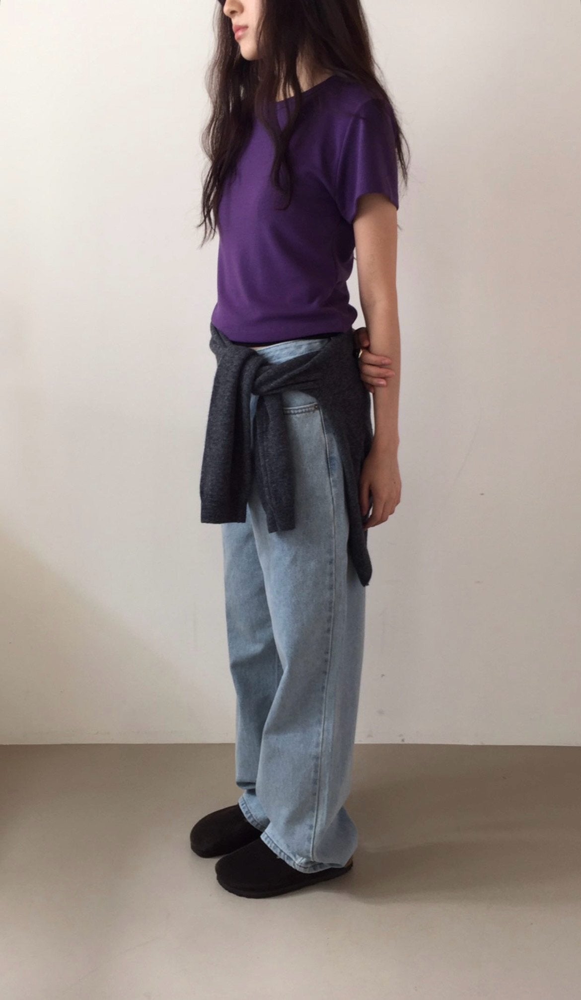 Light blue loose denim/ショート丈あり