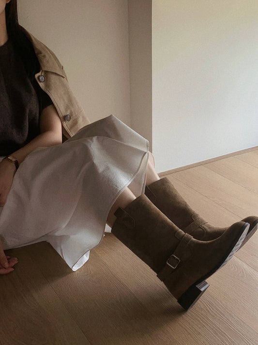 Dual Mood Leather half Boots-2col
