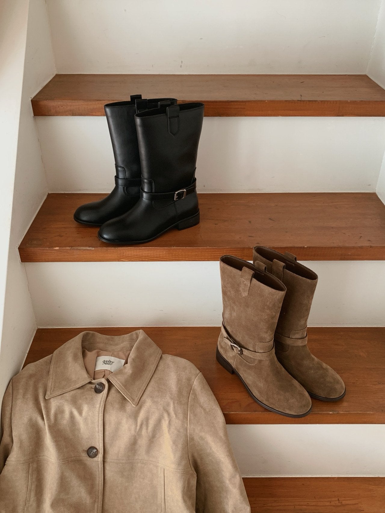 Dual Mood Leather half Boots-2col