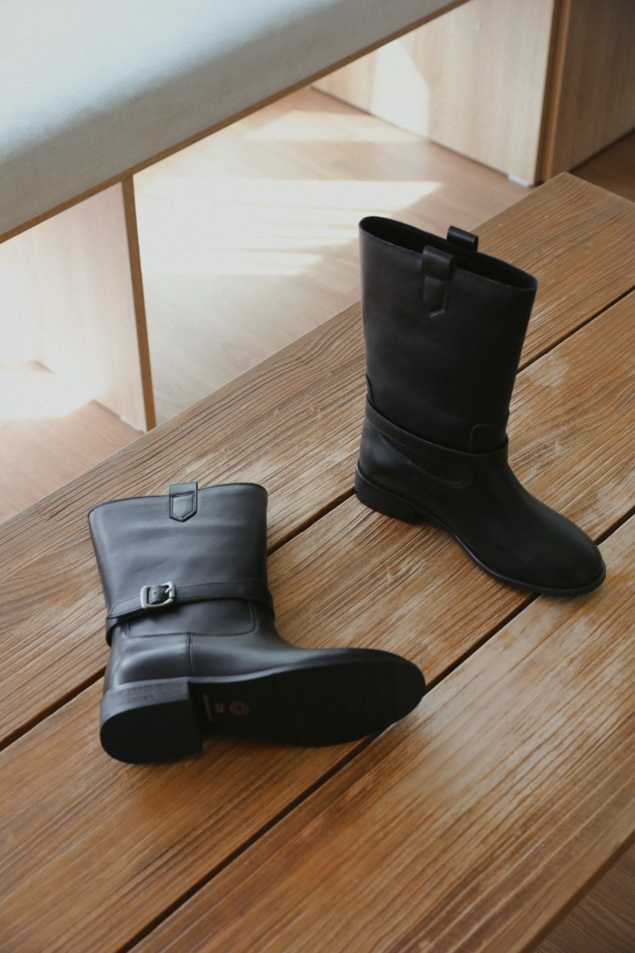 Dual Mood Leather half Boots-2col