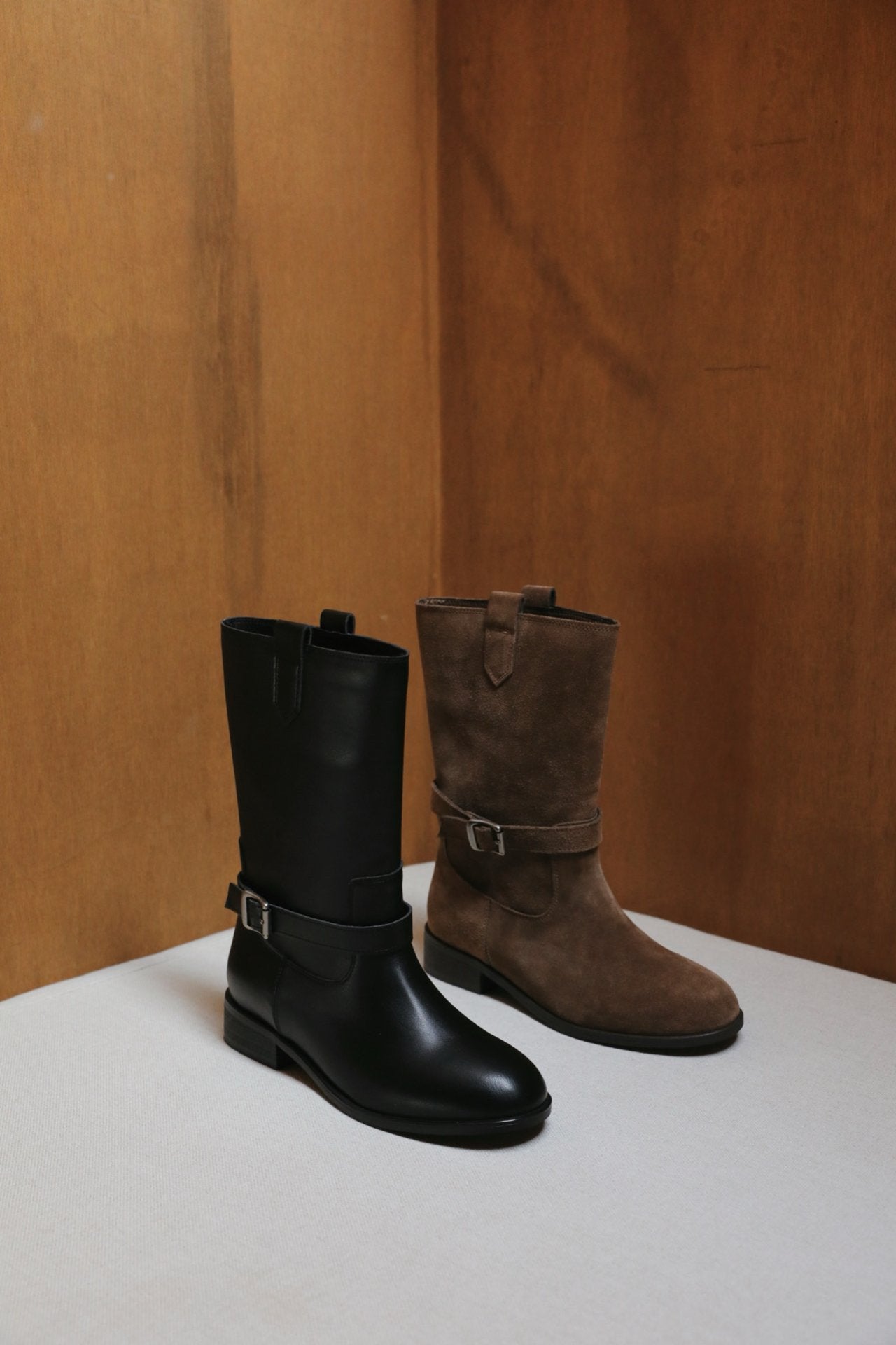 Dual Mood Leather half Boots-2col
