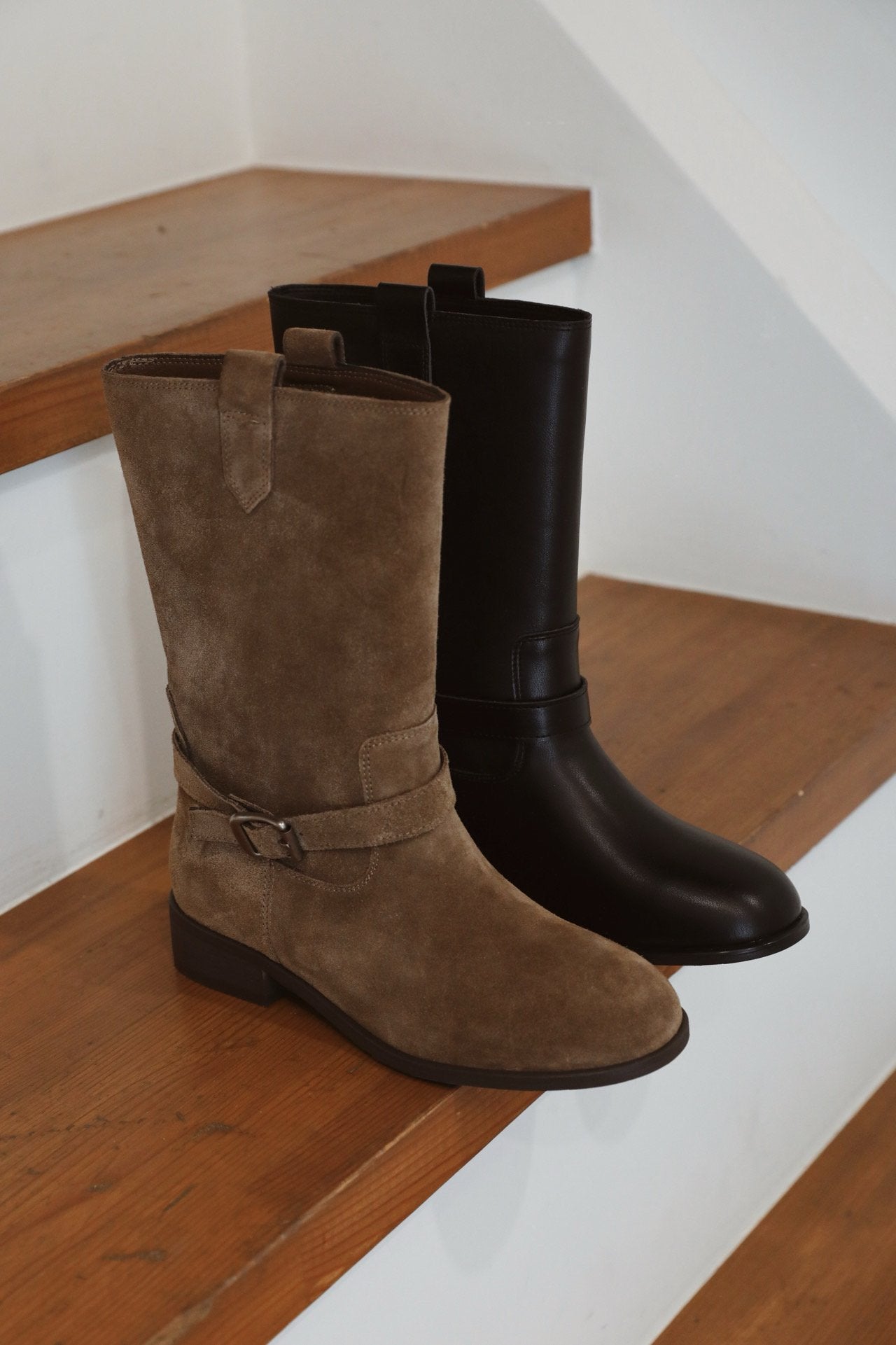 Dual Mood Leather half Boots-2col