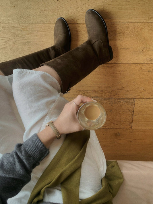 Olive V-Cut Belted Boots-2col