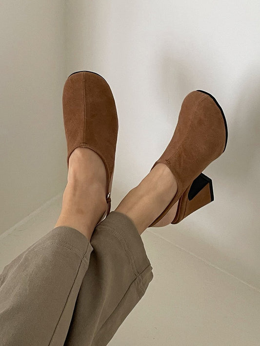 Suede 7cm sling back mule