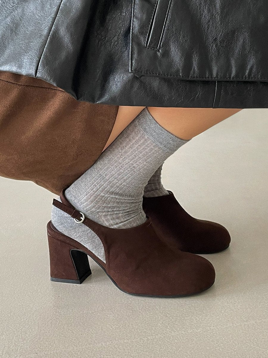 Suede 7cm sling back mule