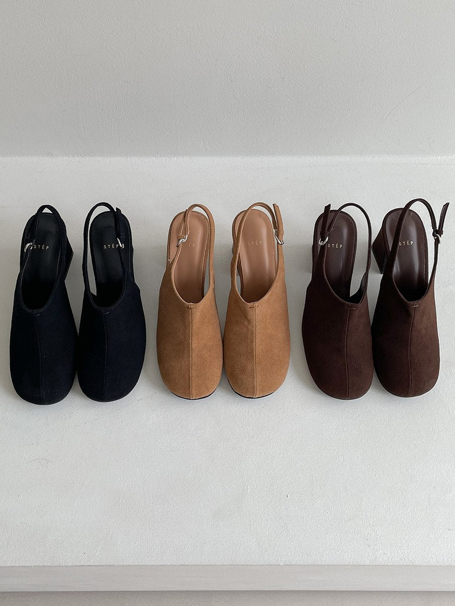Suede 7cm sling back mule