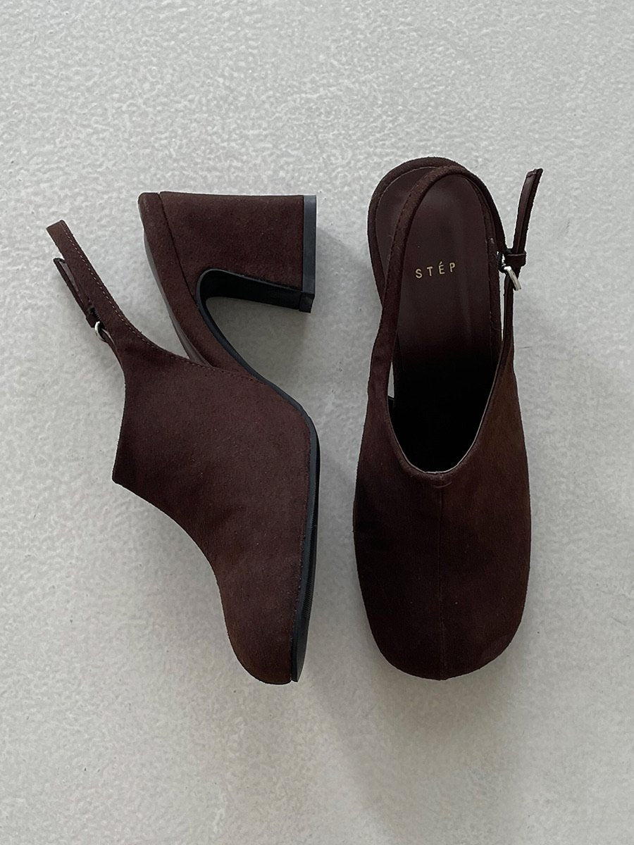 Suede 7cm sling back mule