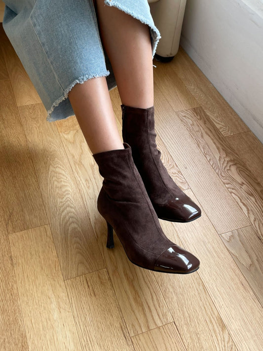 Spandex Square Ankle Boots