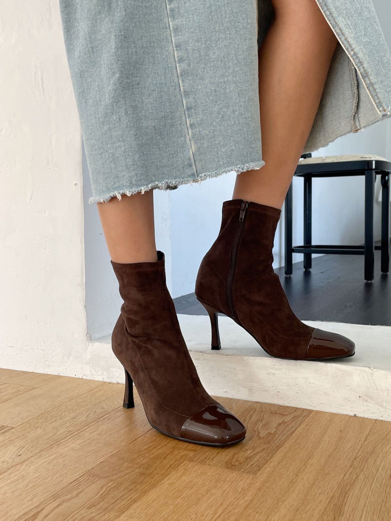 Spandex Square Ankle Boots