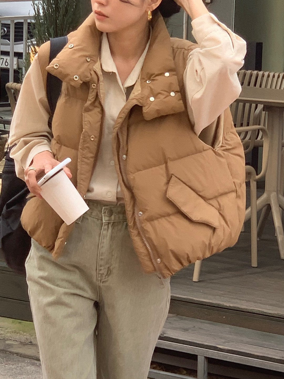 goose padded vest-4col