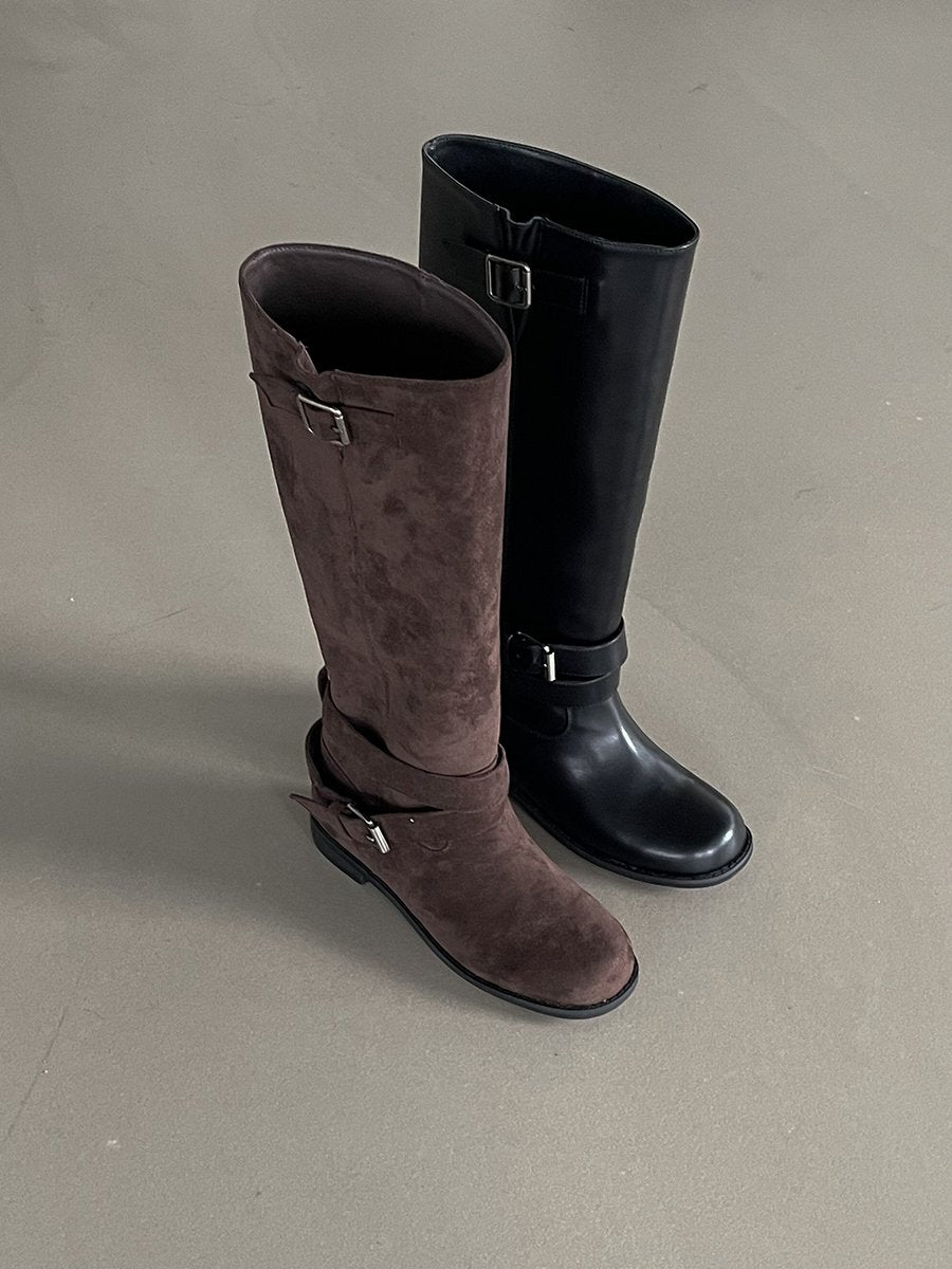 Belt Decorated Long Boots