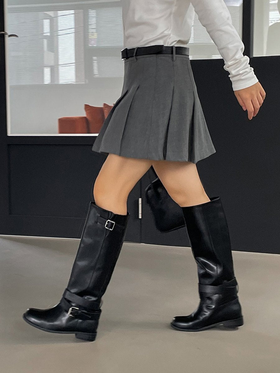 Belt Decorated Long Boots