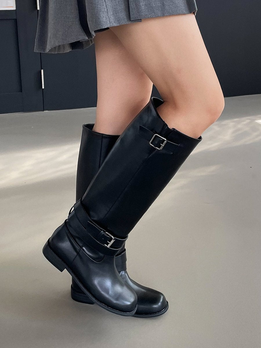 Belt Decorated Long Boots