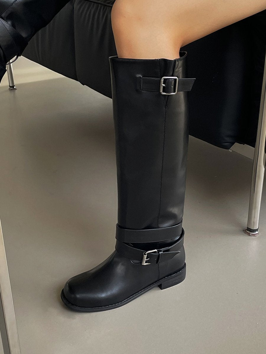 Belt Decorated Long Boots