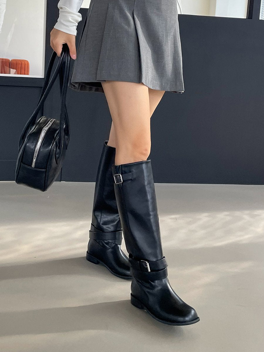 Belt Decorated Long Boots