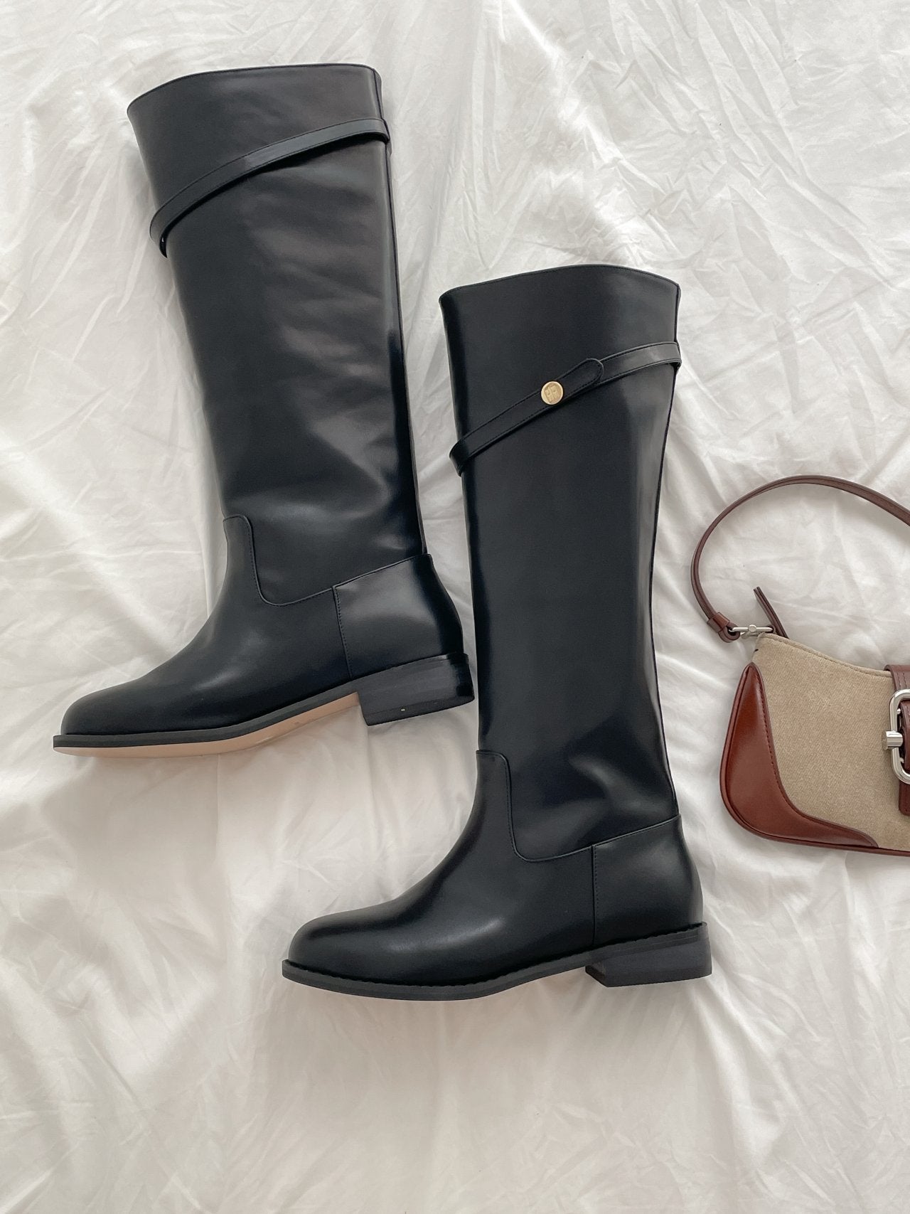 Slim Belt Long Boots