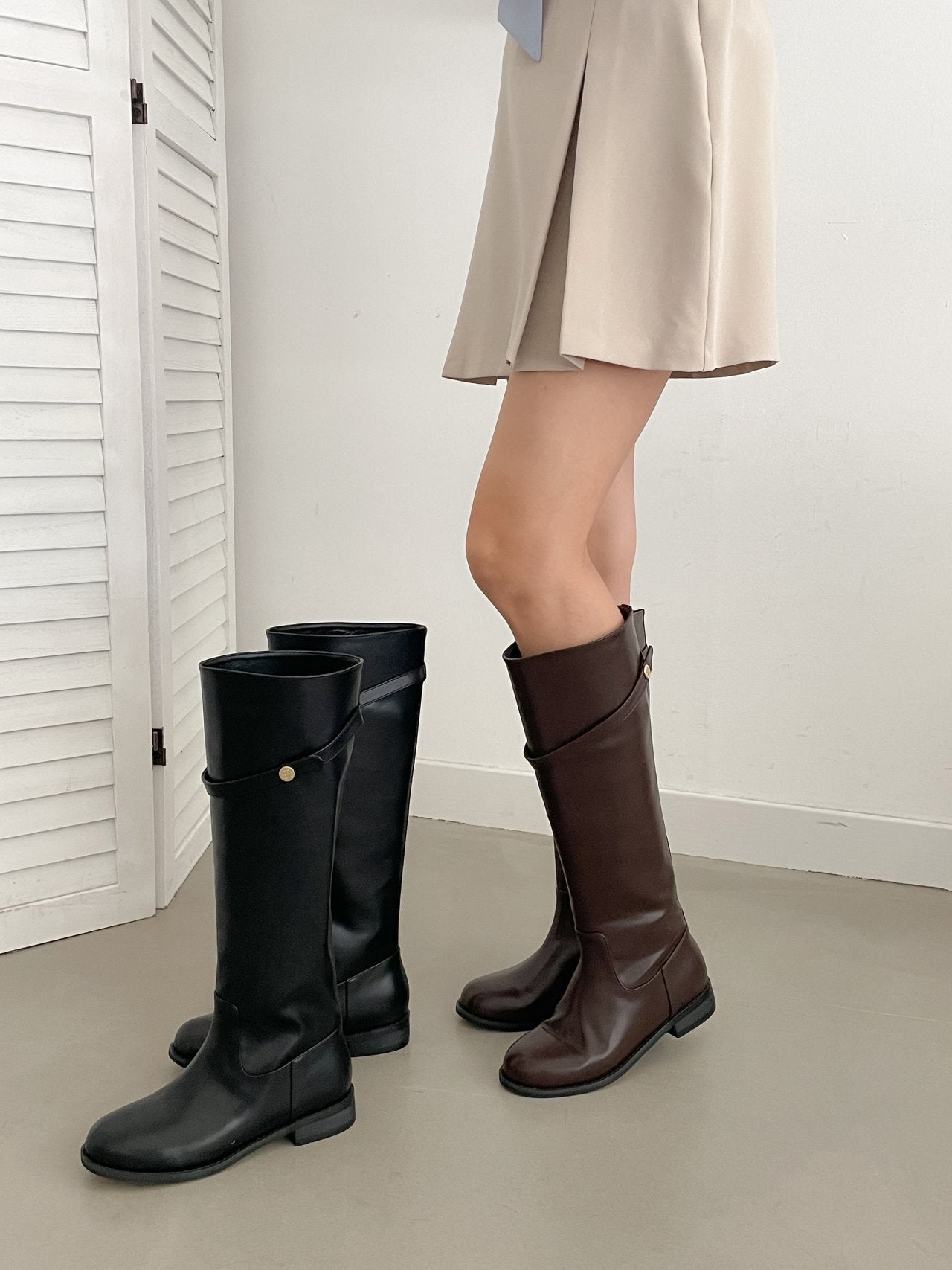 Slim Belt Long Boots