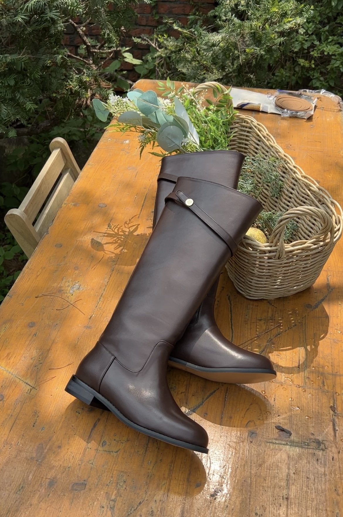 Slim Belt Long Boots