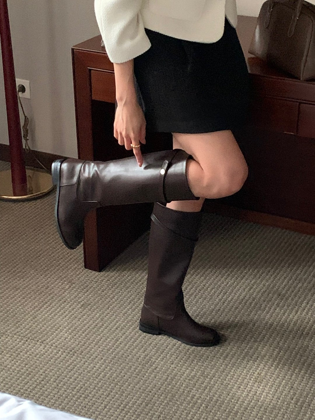 Slim Belt Long Boots