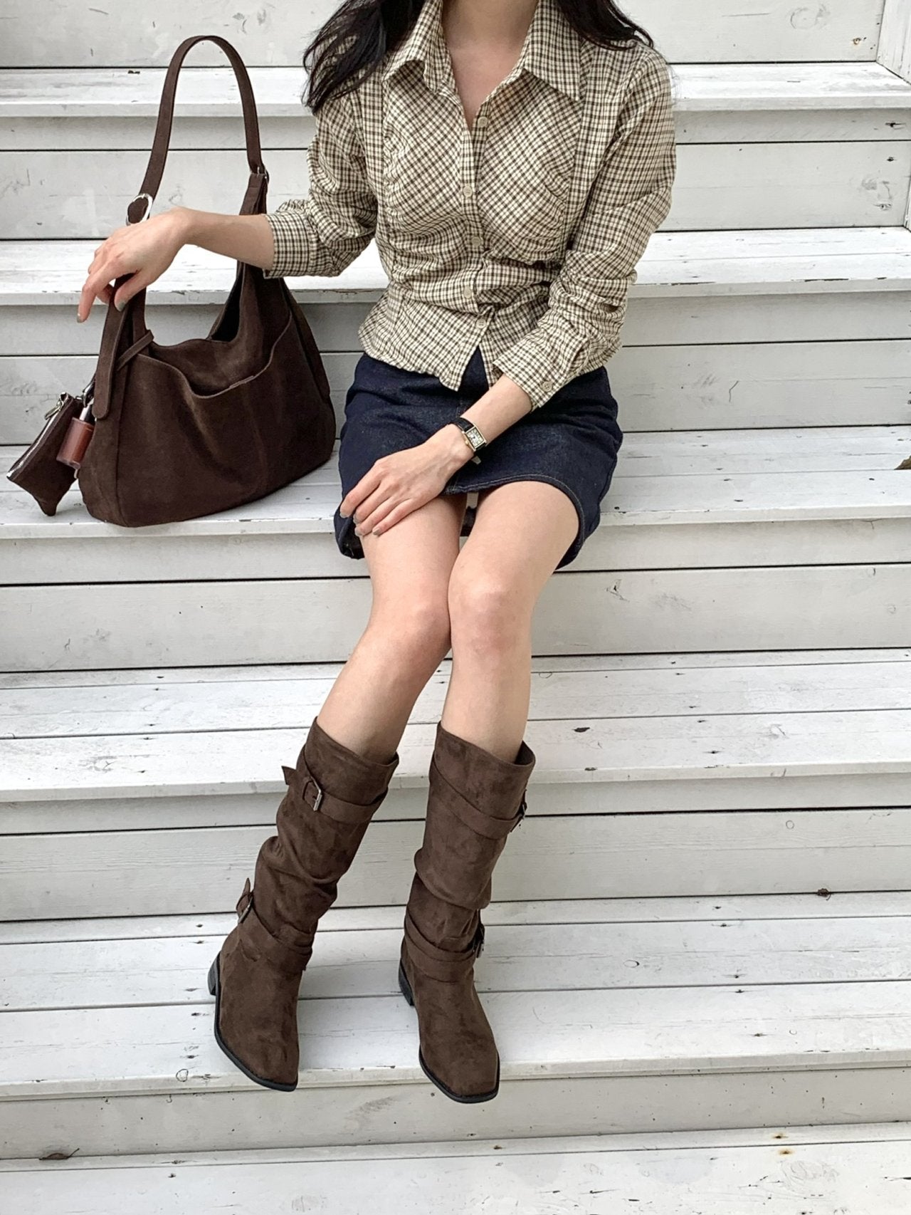 Belt detachable suede boots