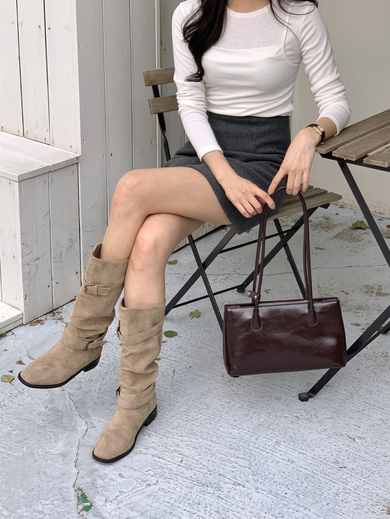 Belt detachable suede boots
