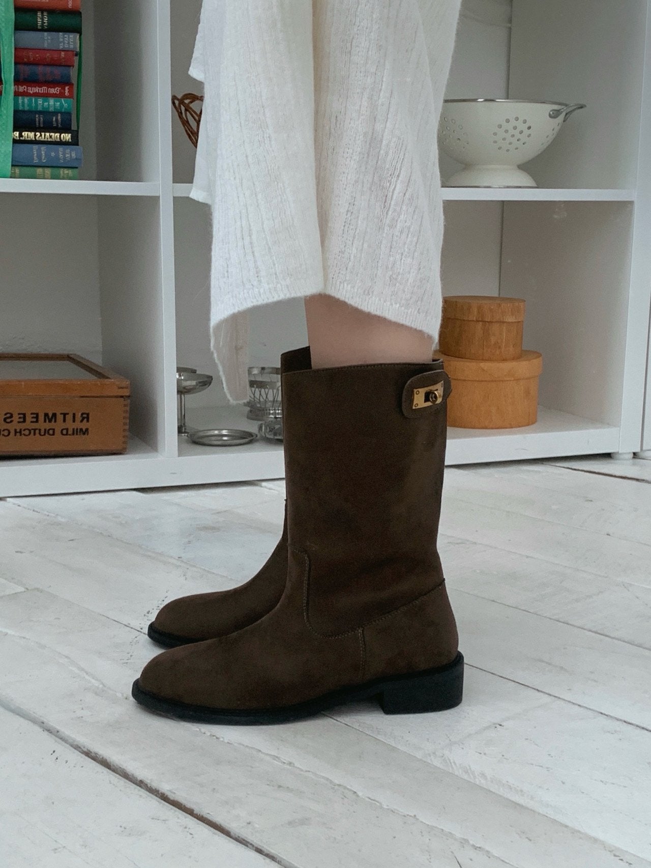 Vintage Buckle Half Boots