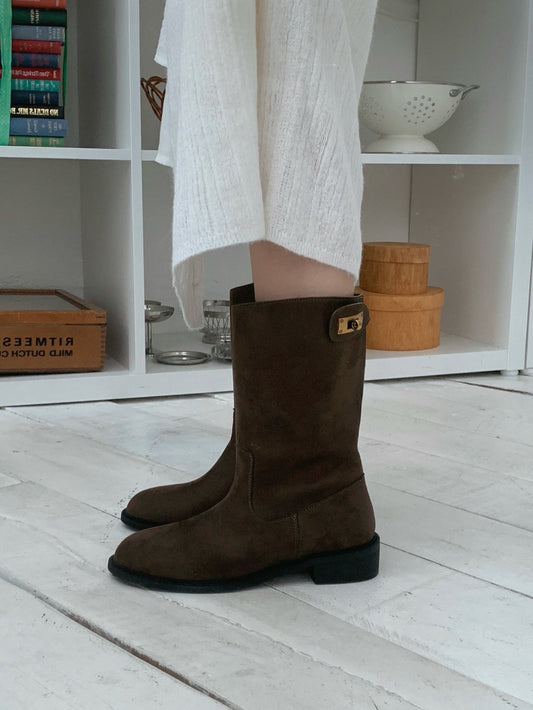 Vintage Buckle Half Boots