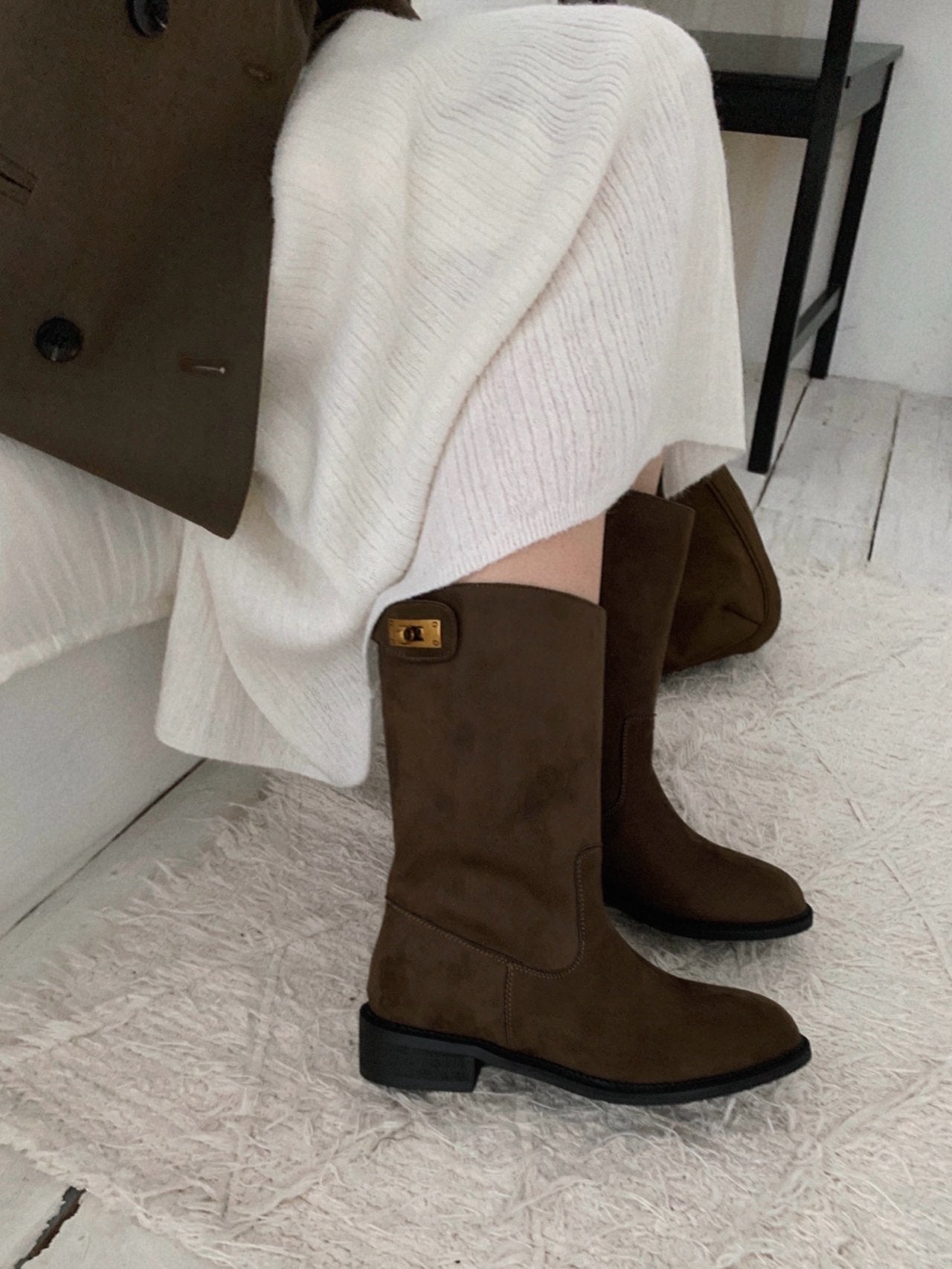 Vintage Buckle Half Boots