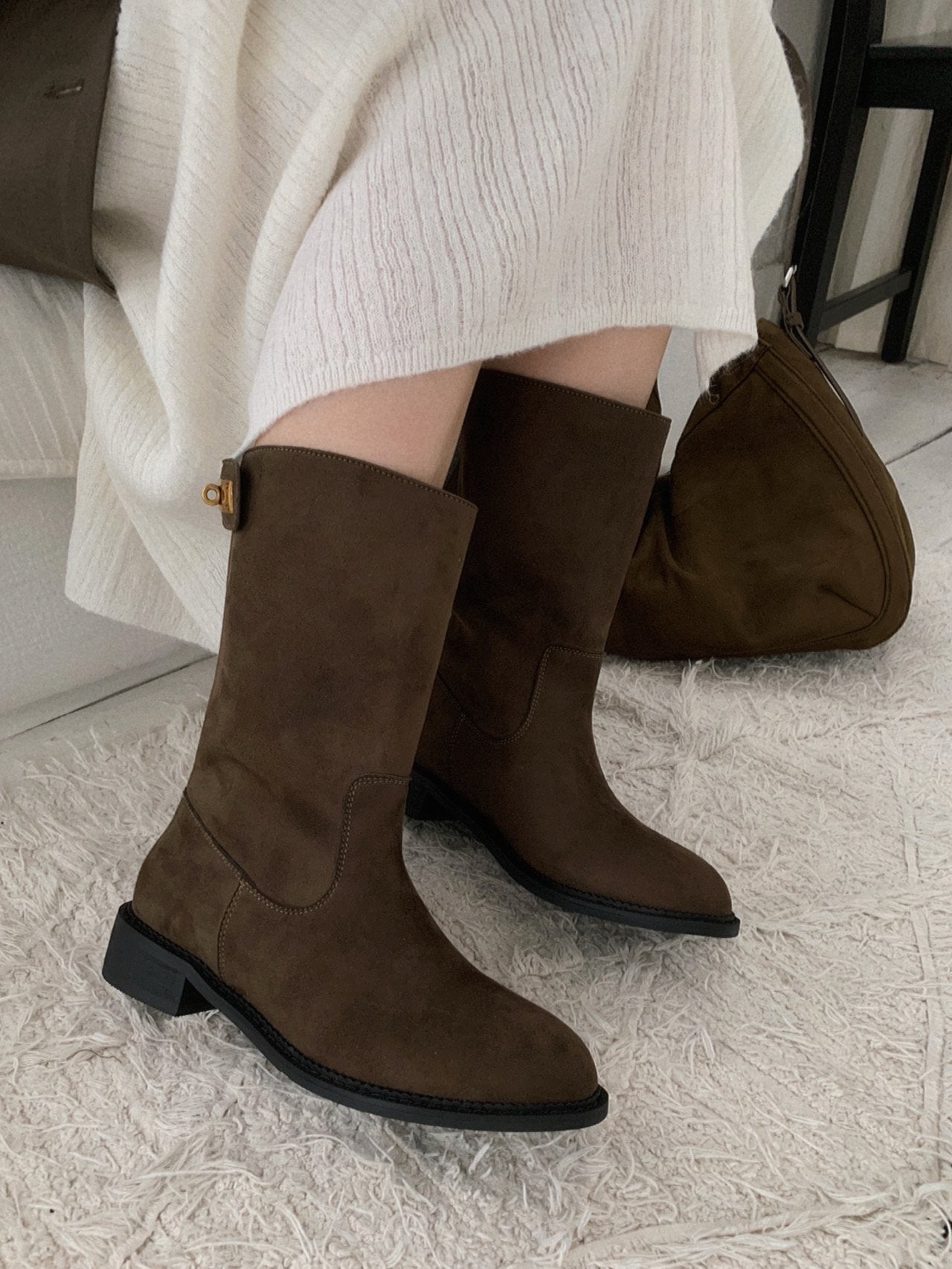 Vintage Buckle Half Boots