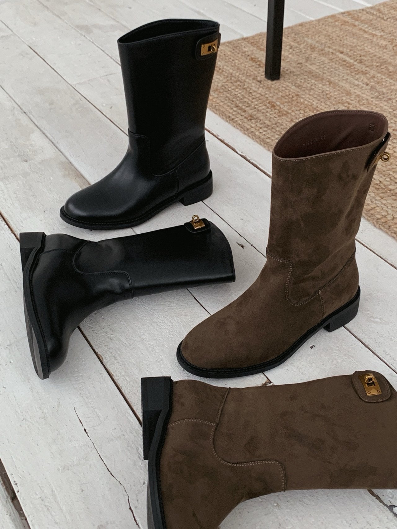 Vintage Buckle Half Boots