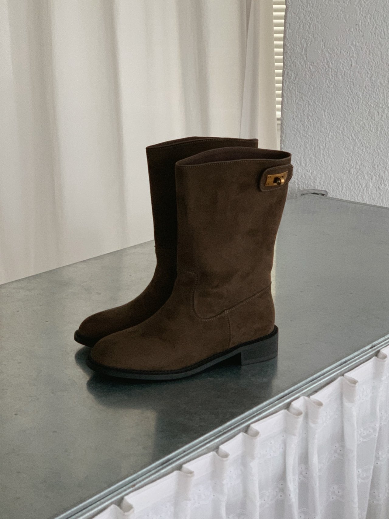 Vintage Buckle Half Boots