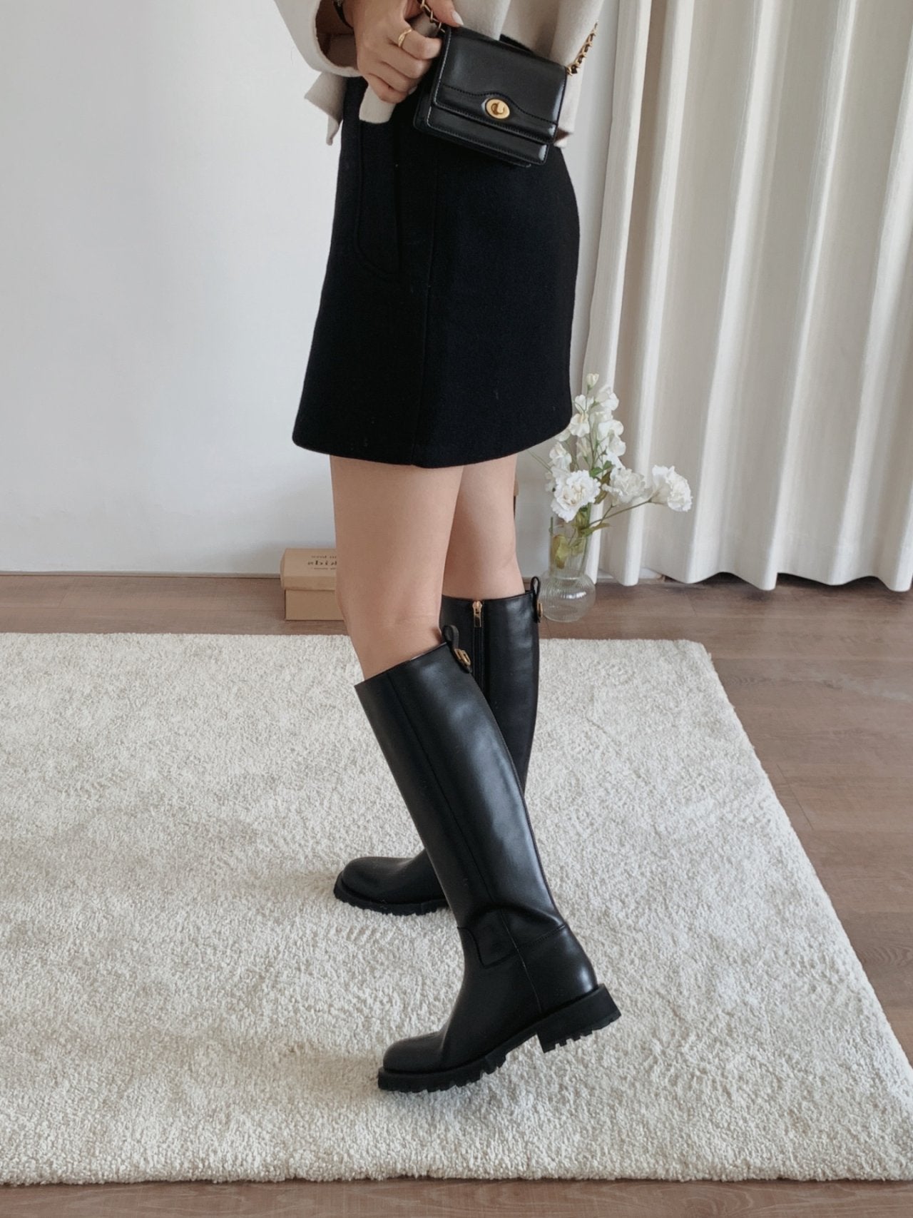 Classic Gold Ring Lightweight Long Boots