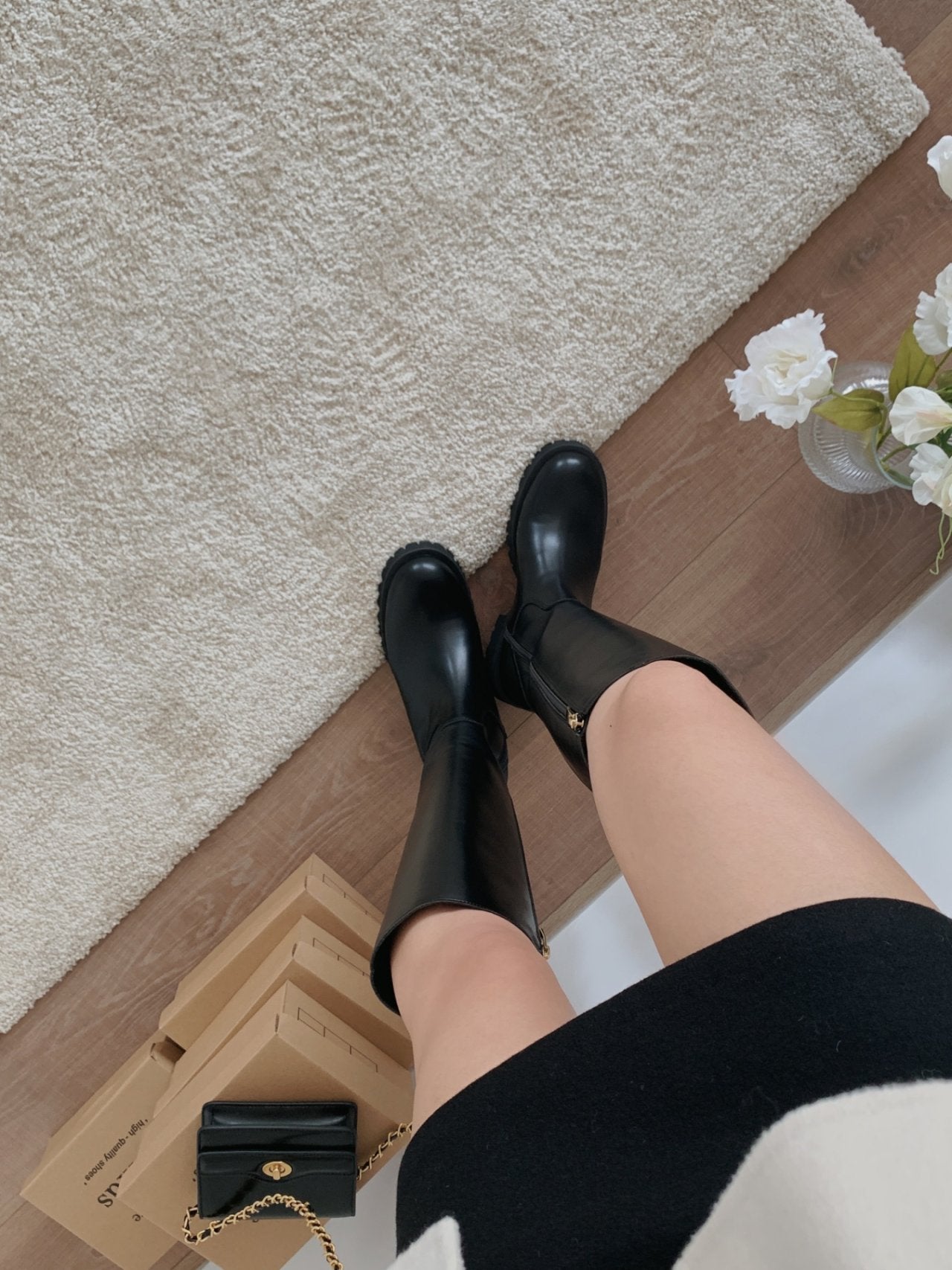 Classic Gold Ring Lightweight Long Boots