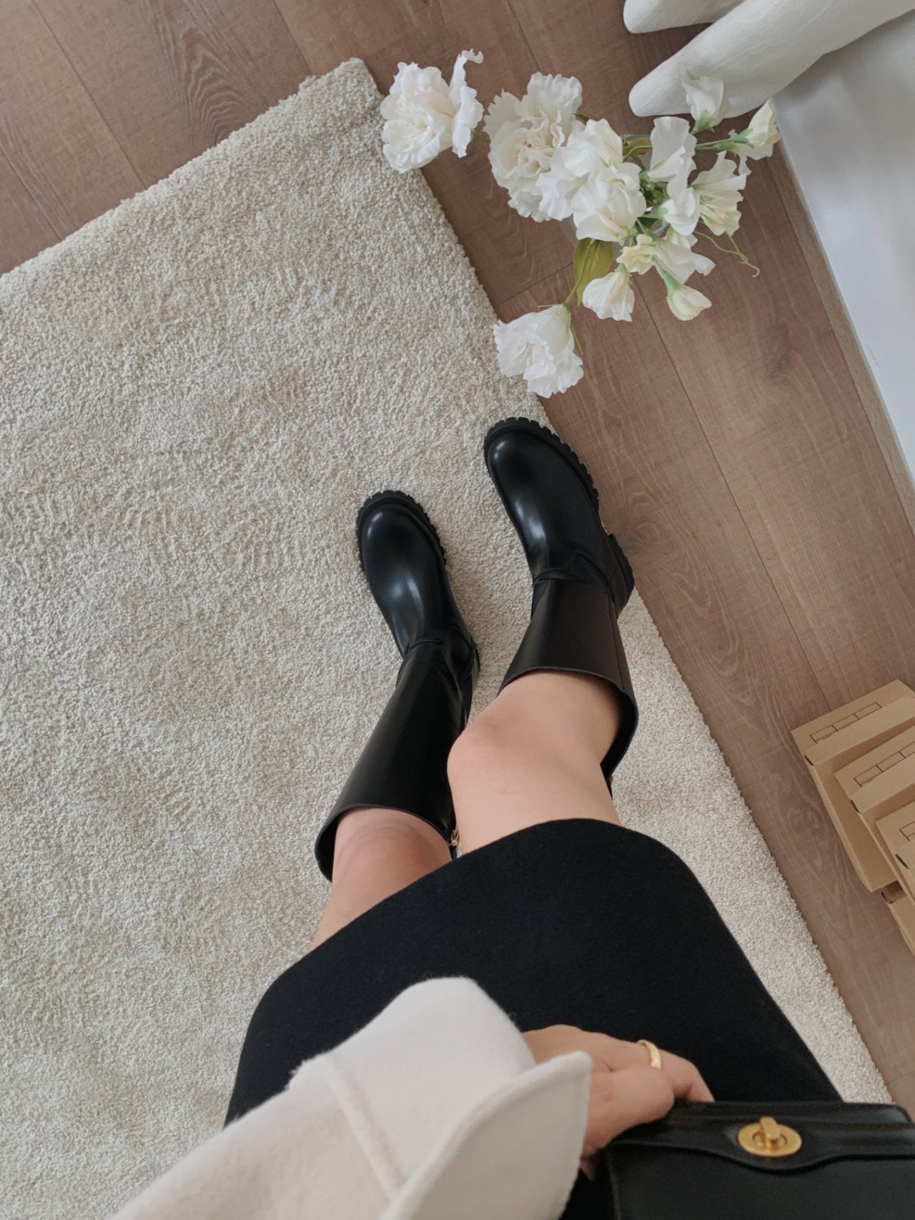 Classic Gold Ring Lightweight Long Boots