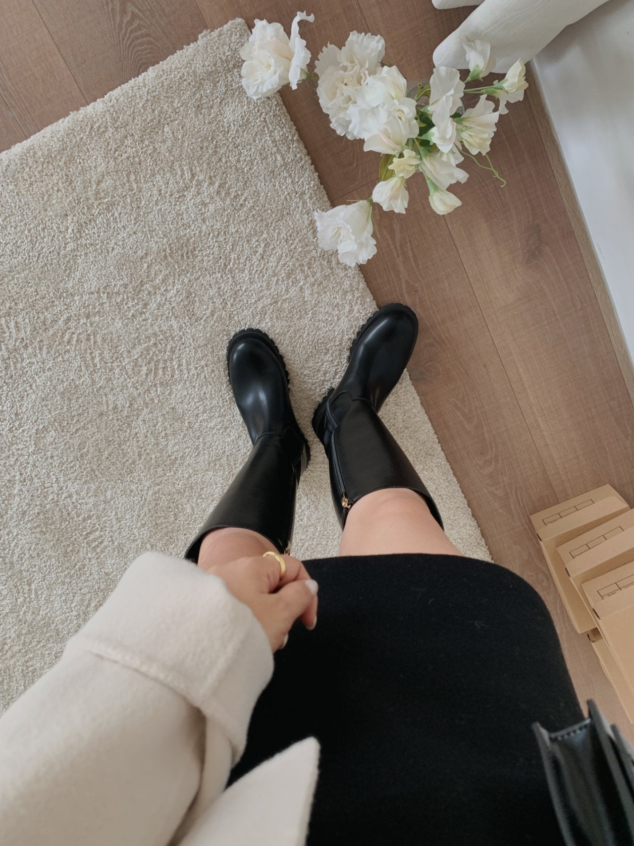 Classic Gold Ring Lightweight Long Boots