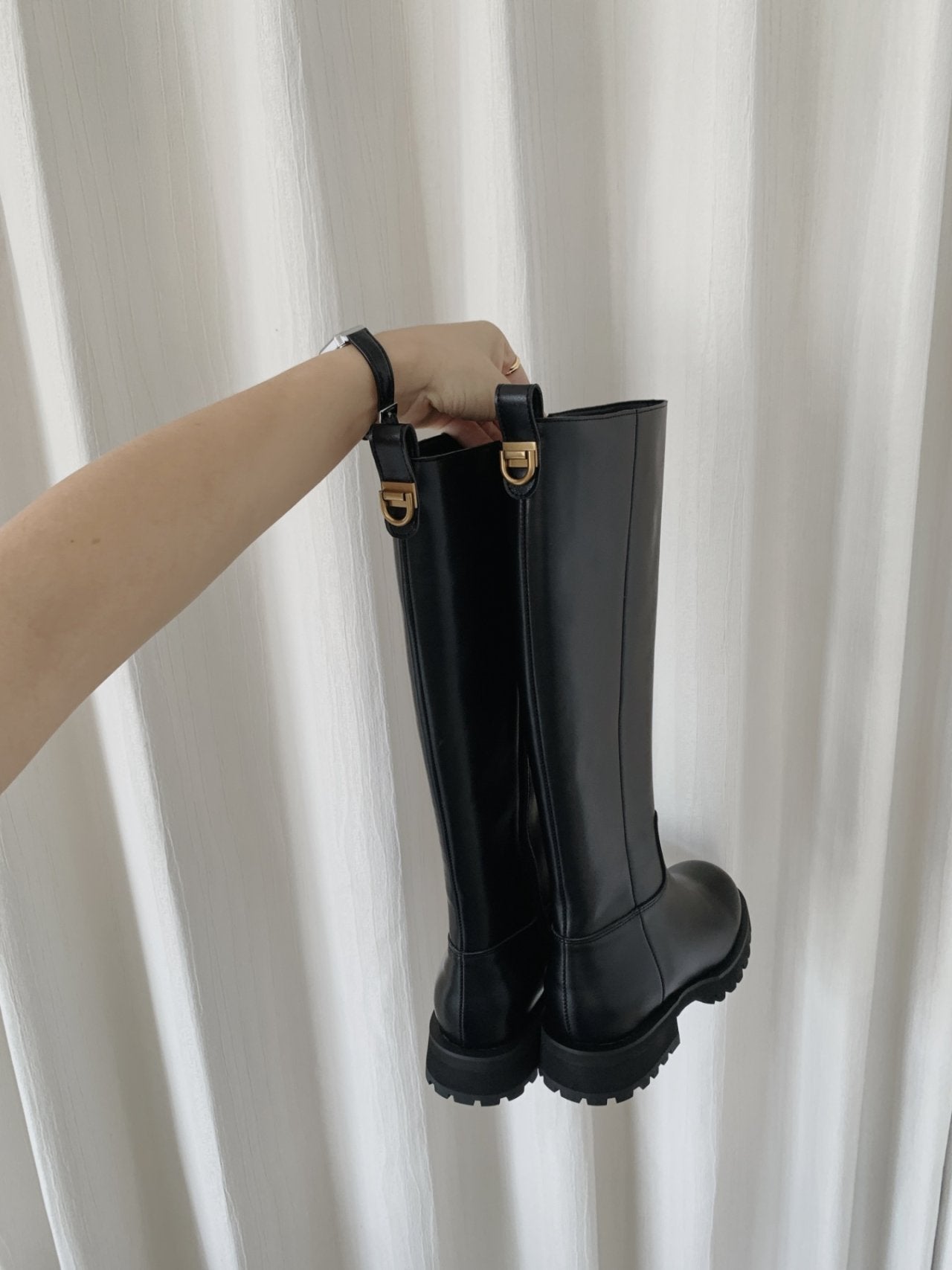Classic Gold Ring Lightweight Long Boots