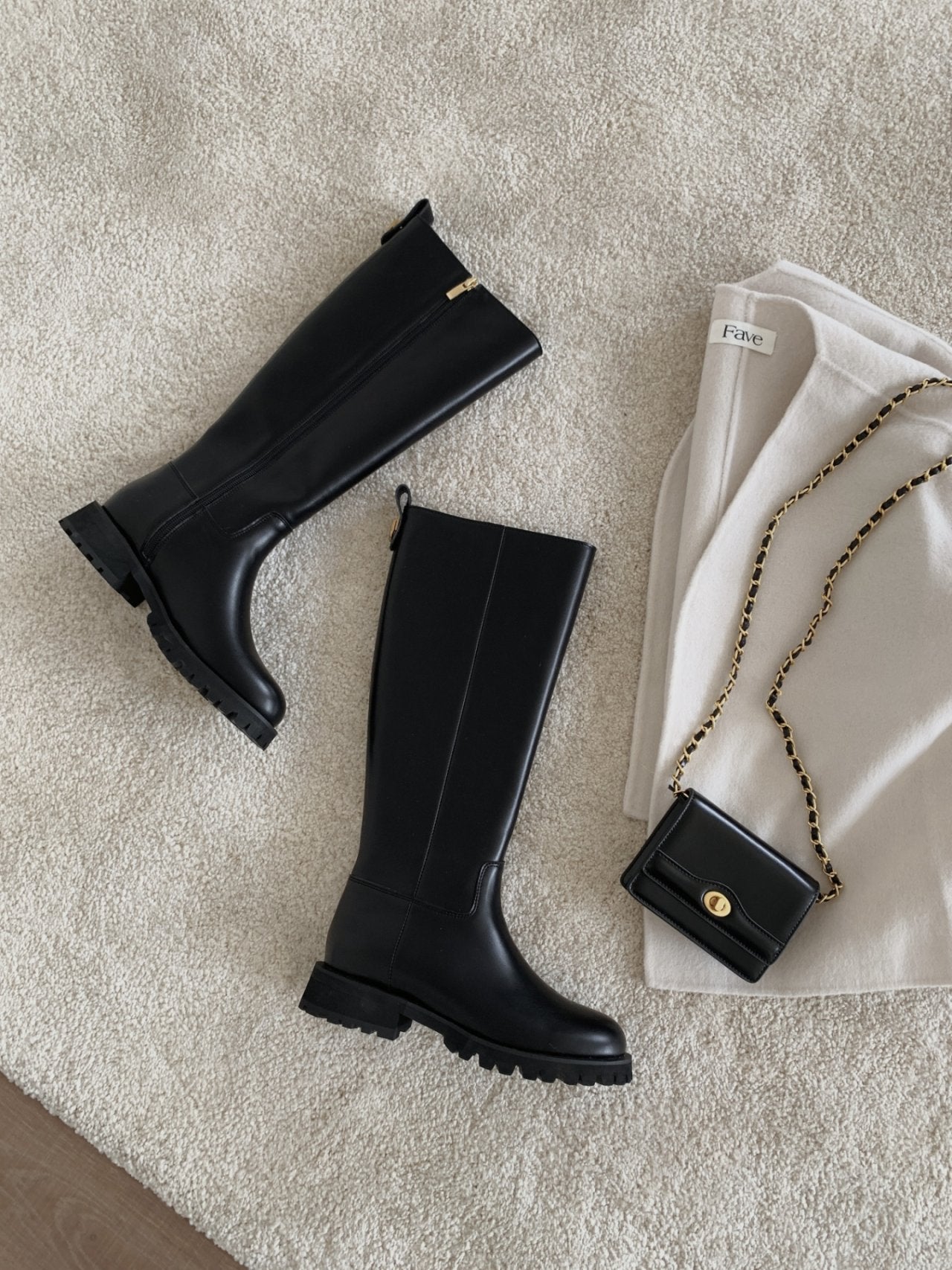 Classic Gold Ring Lightweight Long Boots