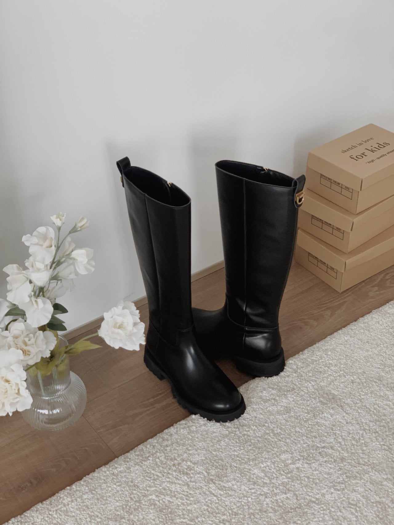 Classic Gold Ring Lightweight Long Boots