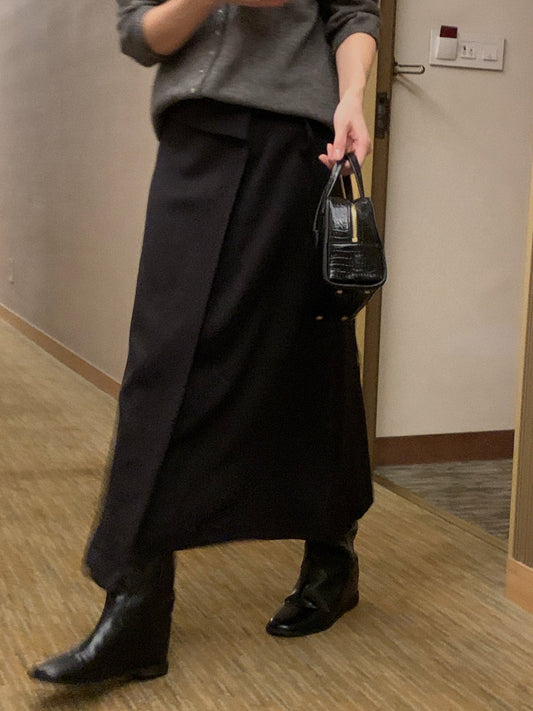 wool wrap skirt-2col