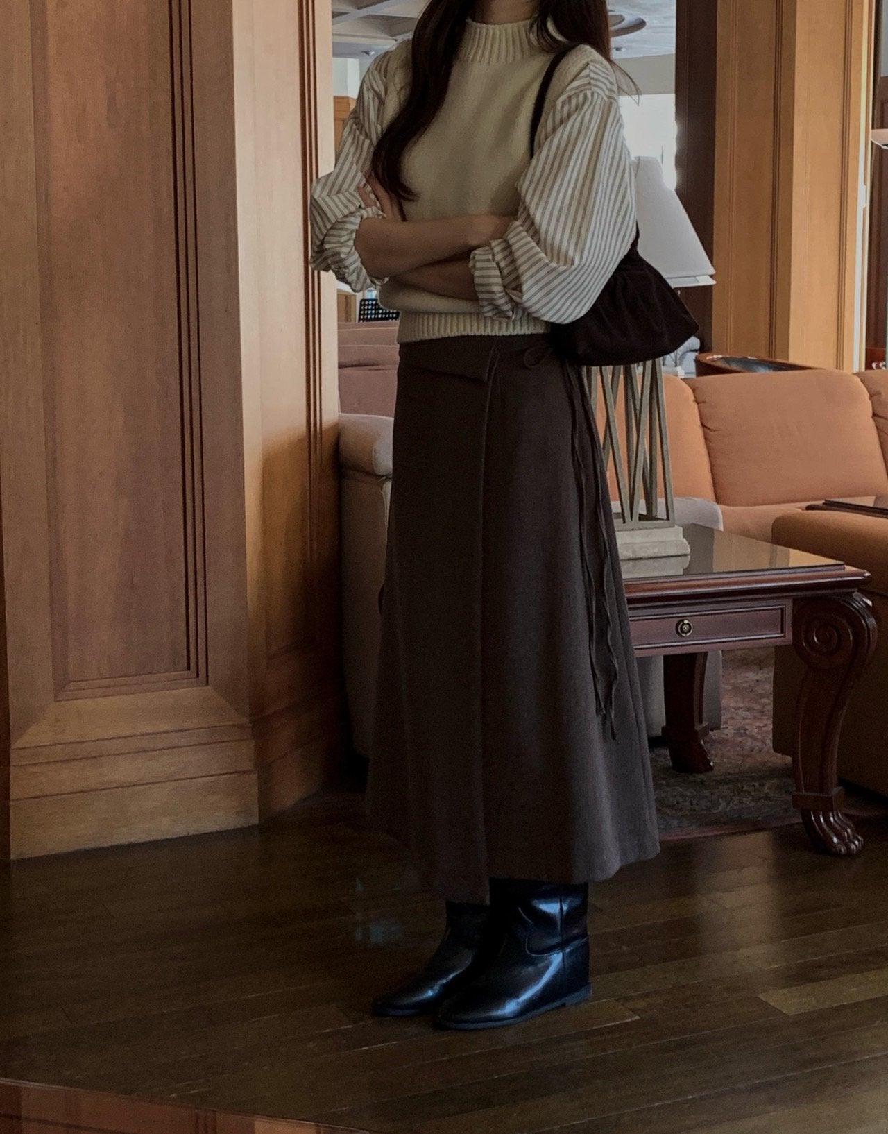 wool wrap skirt-2col