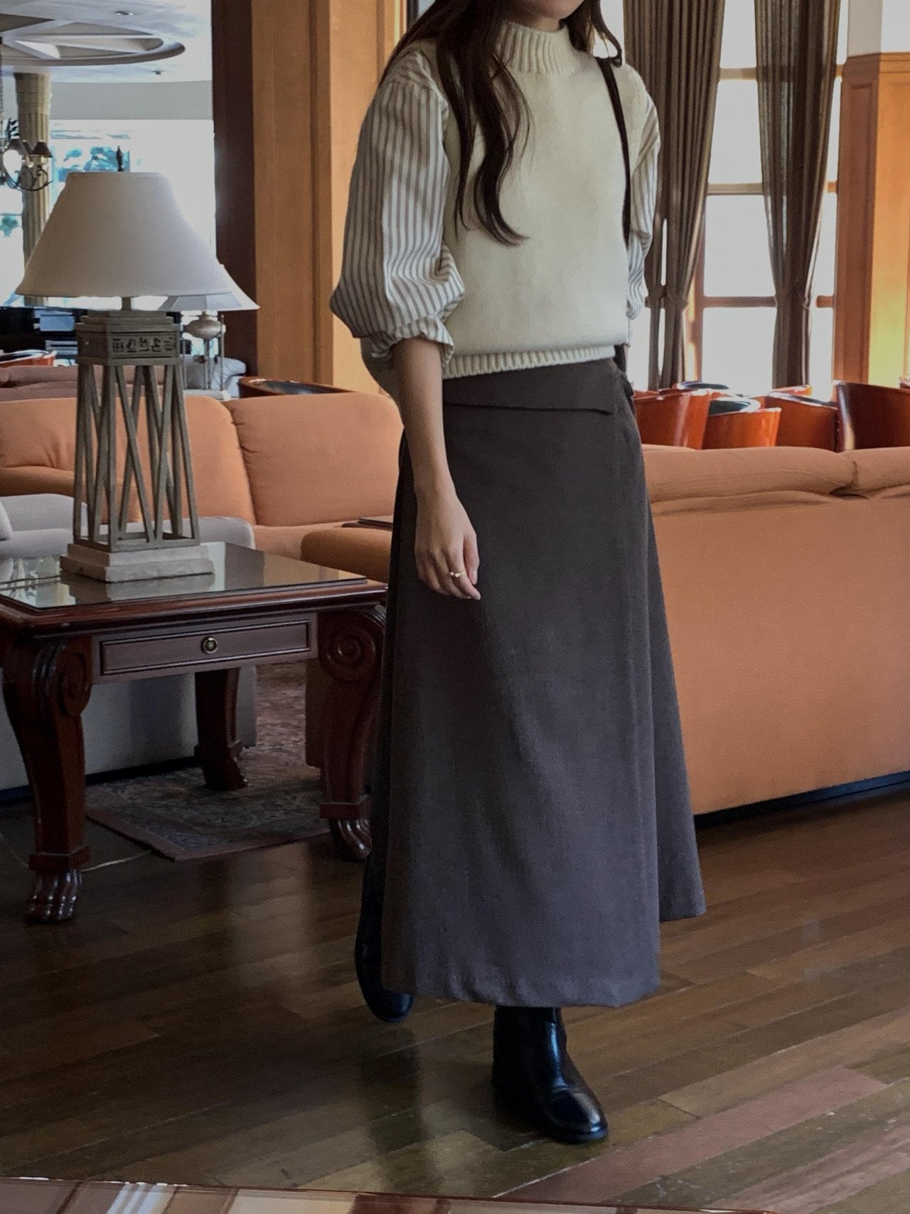 wool wrap skirt-2col