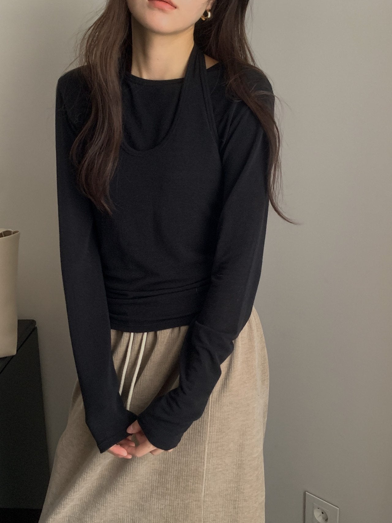 Halter sleeveless& T set-3col