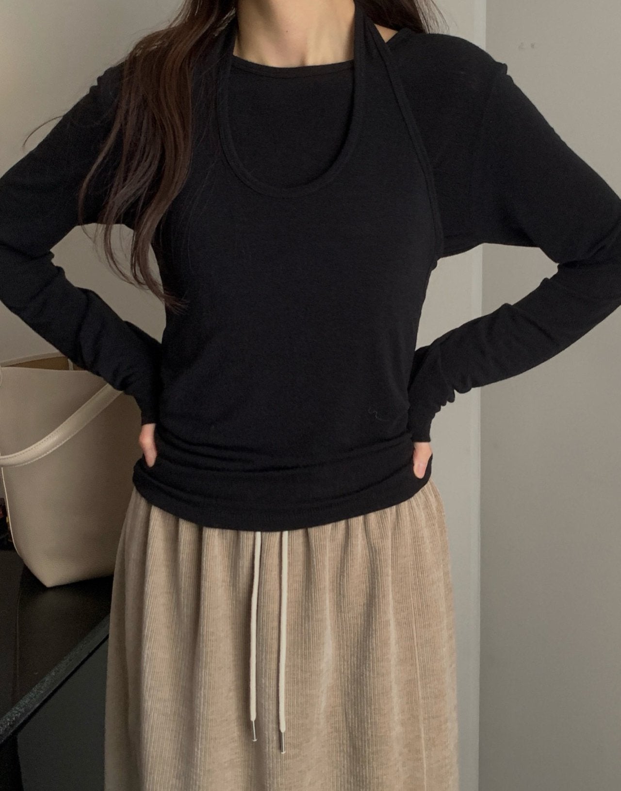 Halter sleeveless& T set-3col