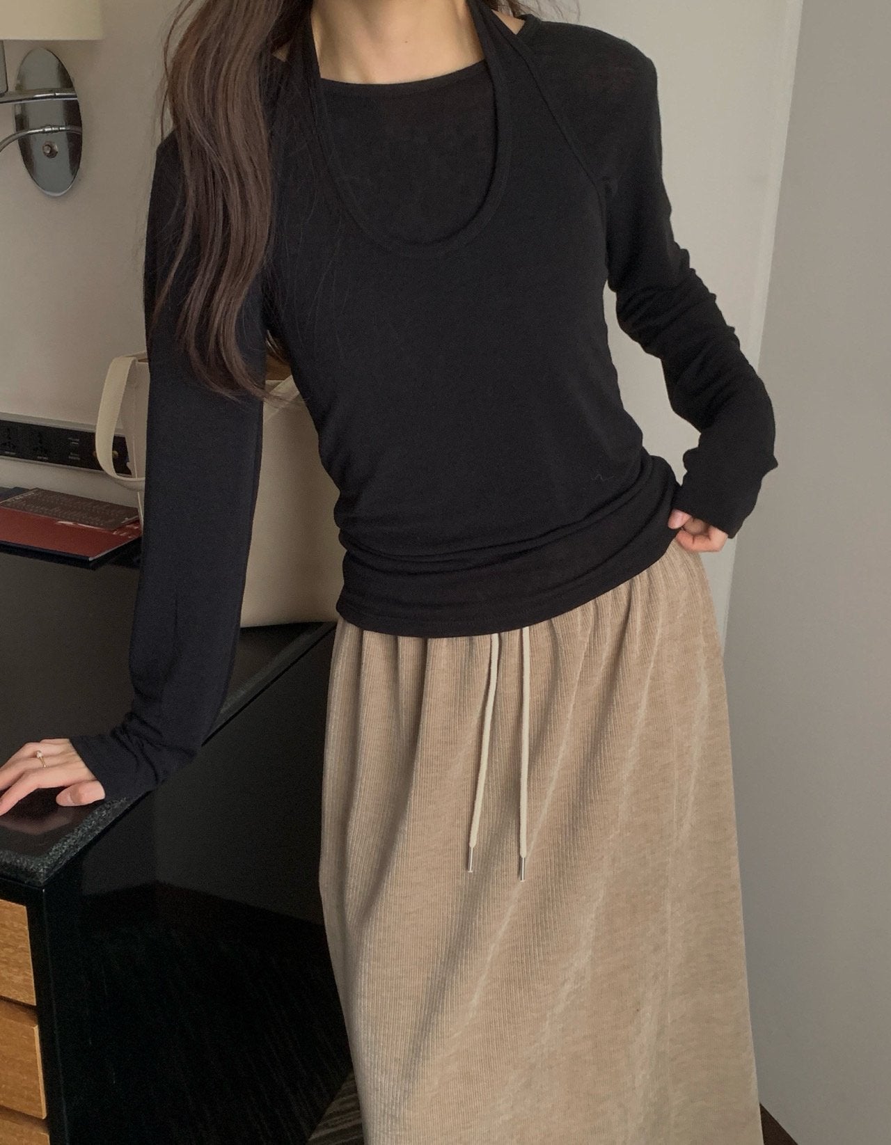 Halter sleeveless& T set-3col