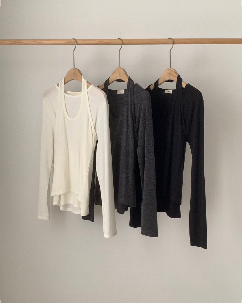 Halter sleeveless& T set-3col