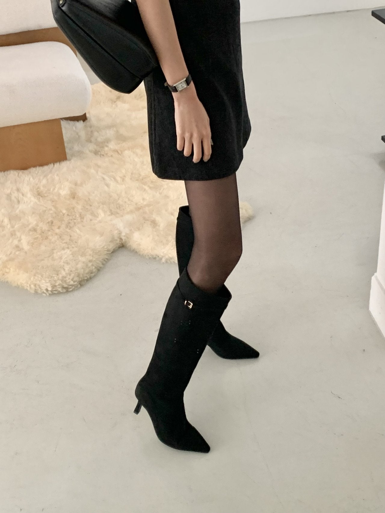 Suede 7cm long boots