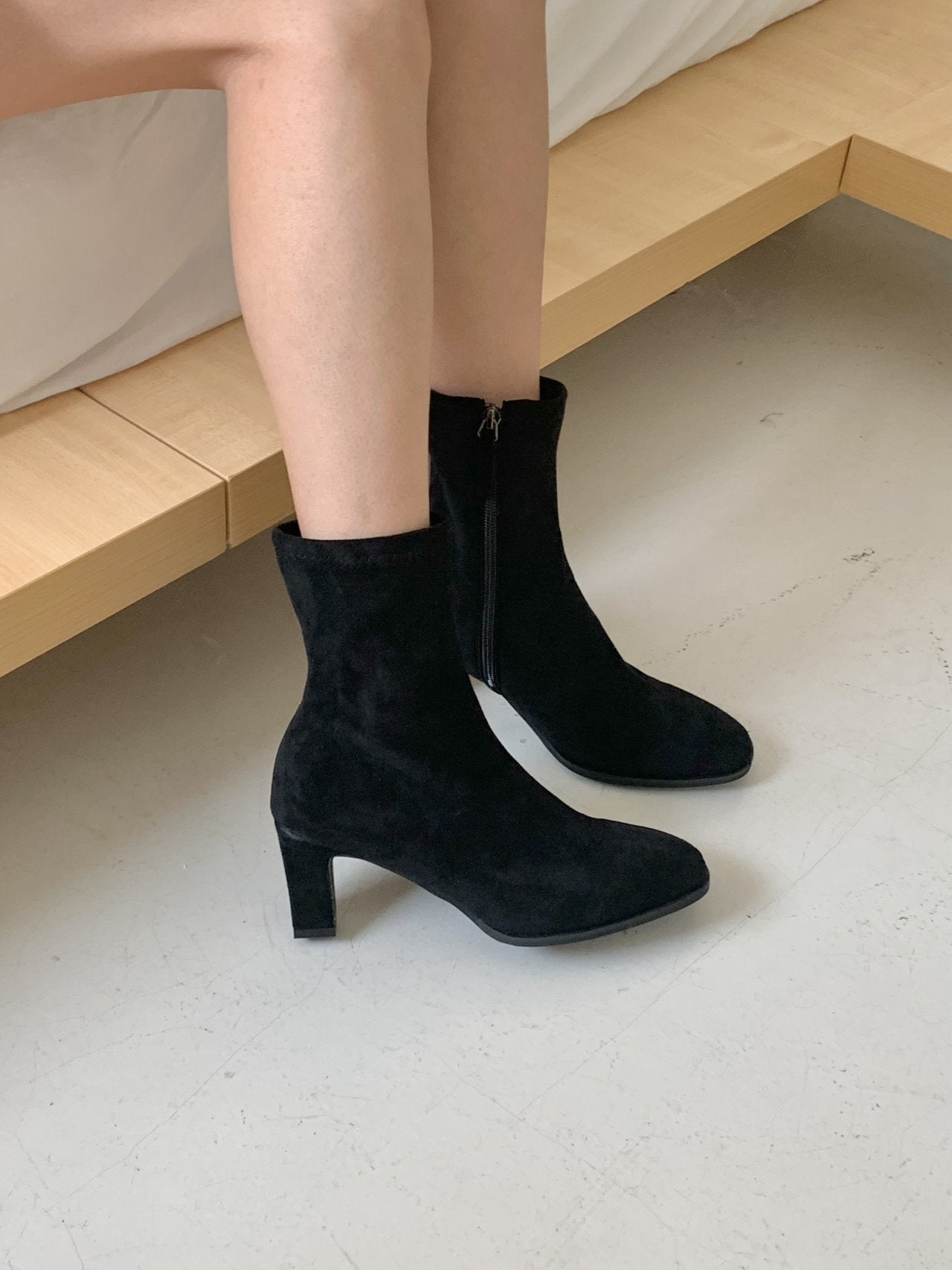Suede Round 7cm Ankle Boots